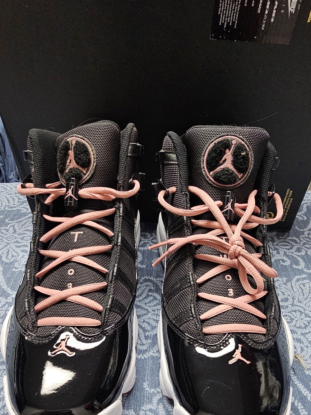 Nike Air Jordan 6 Rings Mens Black and Rust Pink High-Top Basketball Shoes